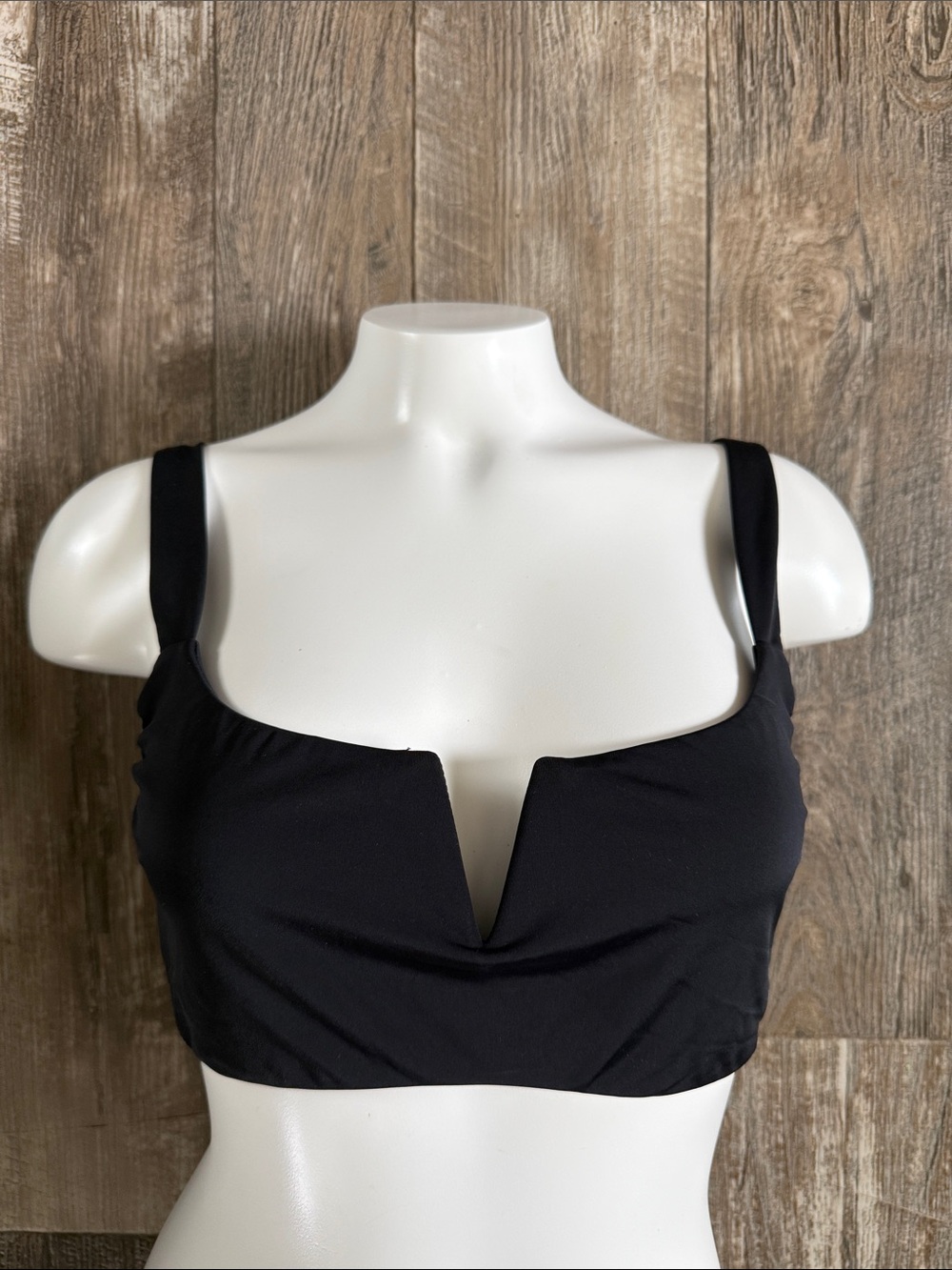 Reformation Black V-Notch Bralette Top, Medium